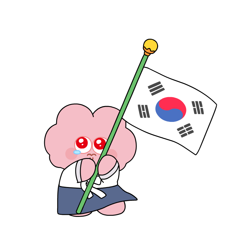 태극기를 든 초코타임 캐릭터